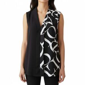 Shawl Collar Sleeveless Blouse
